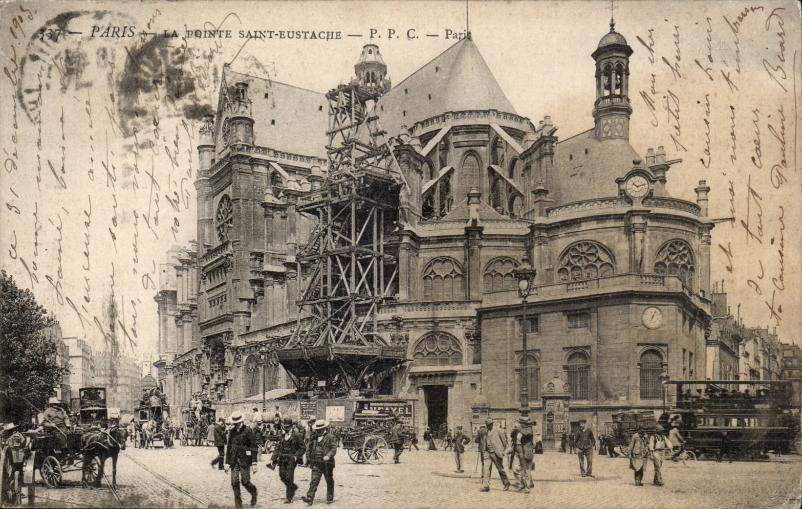 Paris CPA La Trinite Sainte Eustache (tres animee)