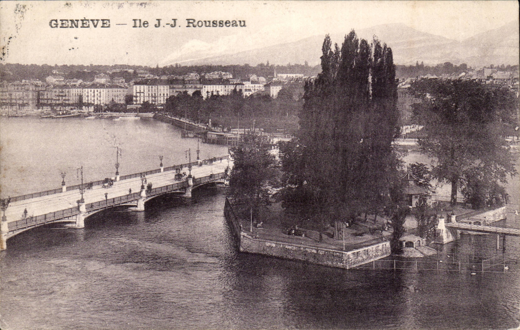 Switzerland CPA Geneva Island JJ Rousseau