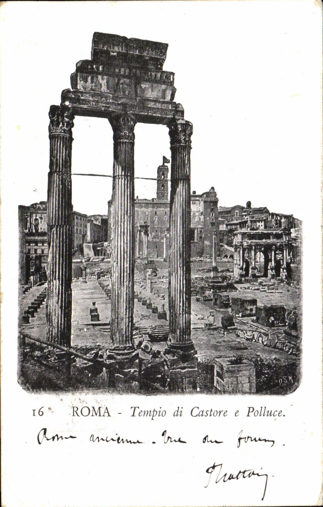 Italy Italia Roma CPA Tempio di Castore E Polluce
