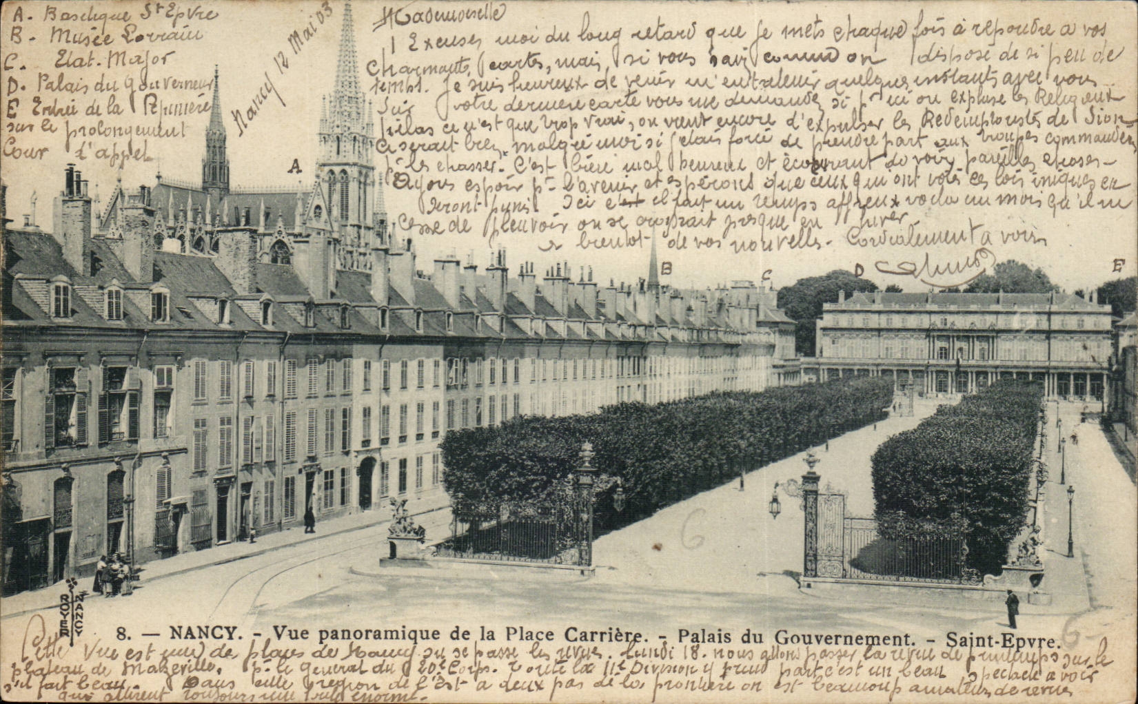 Nancy CPA Vue panoramique de la place CArriere Palais du Gouvernement Saint Epvre