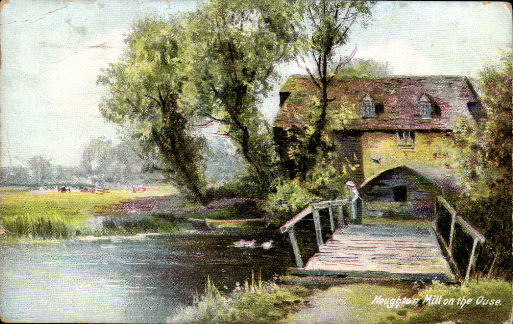 Grande Bretagne Great Britain CPA Hougthon Mill on the Ouse (moulin)