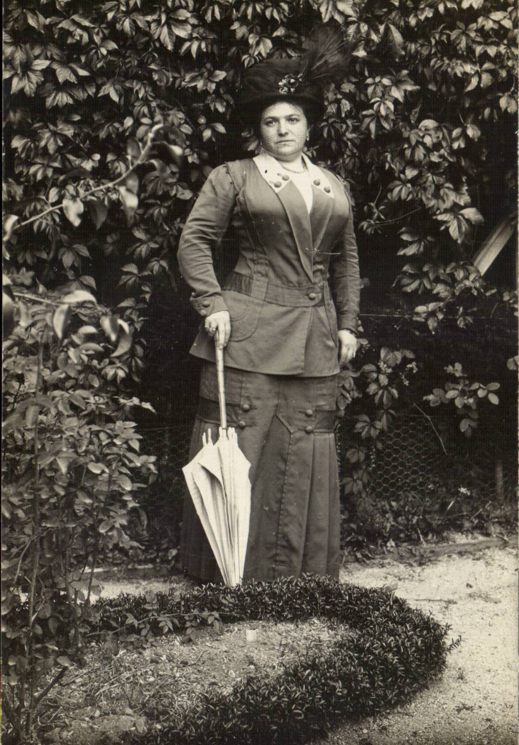 Real photo Woman with the umbrella