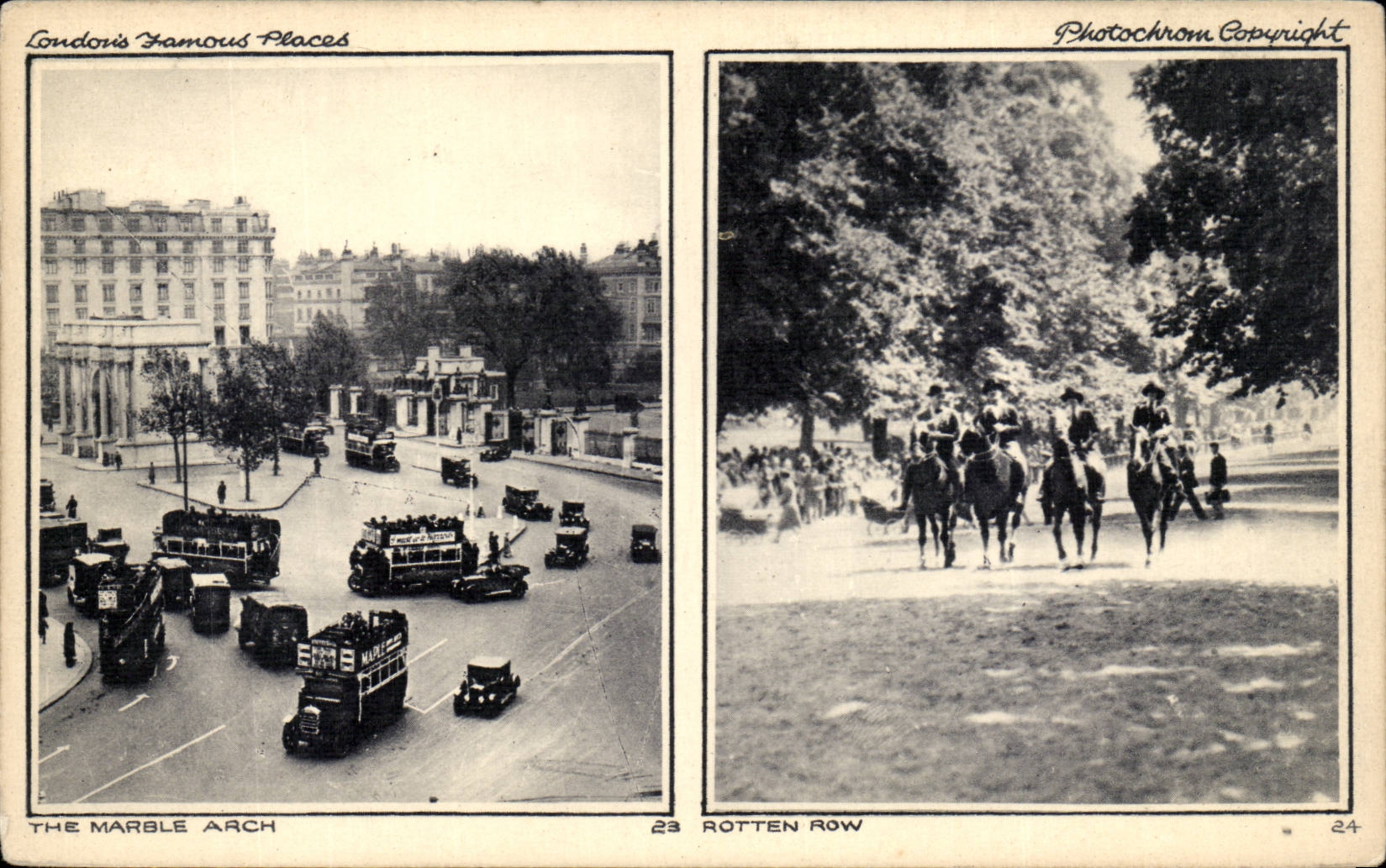 England - England - London - London - The Marble Arch - Rotten Row - Car - CPA