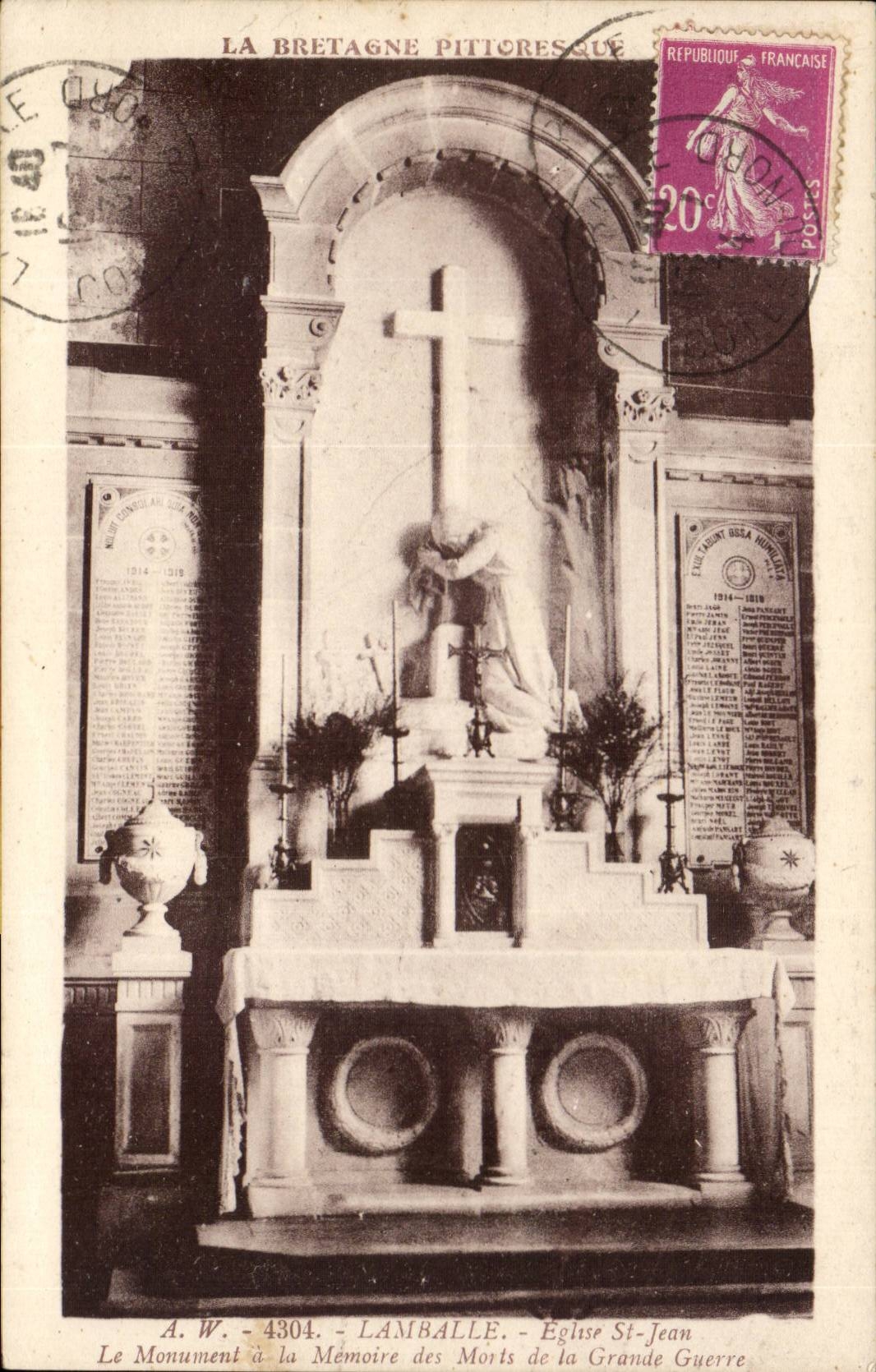 Lamballe CPA Church St Jean the monument with the memory of died of the Great War