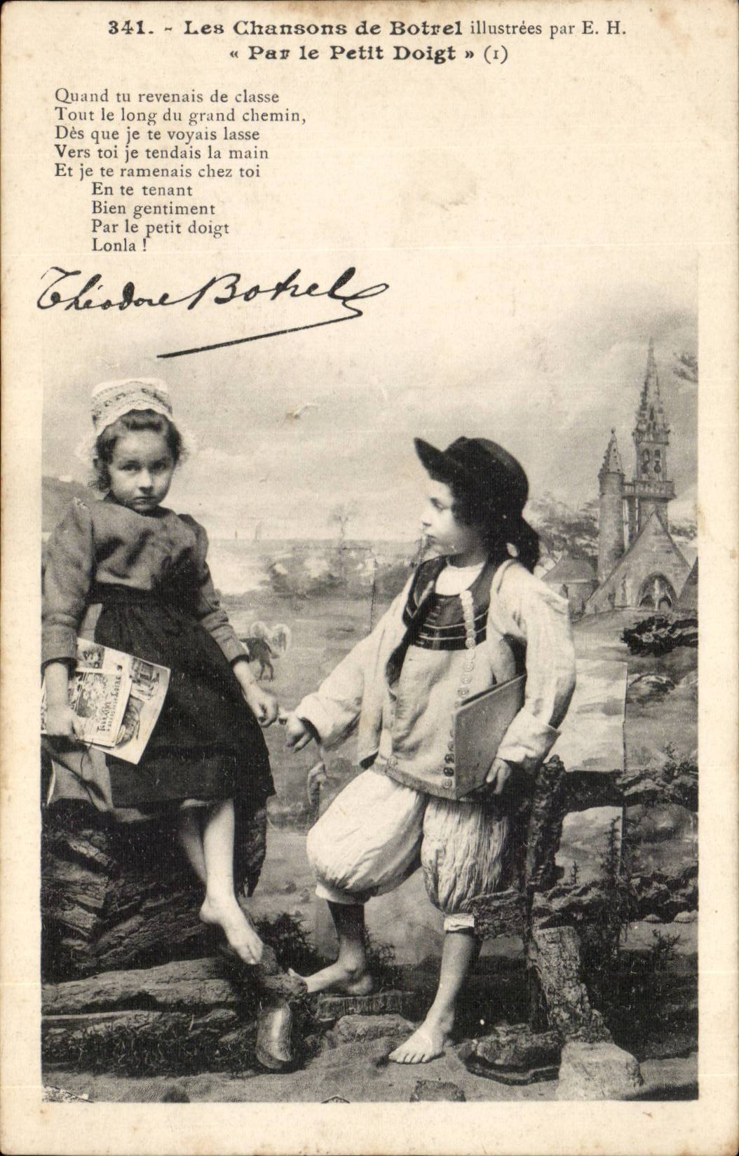 CPA songs of Botrel By the little finger (children)