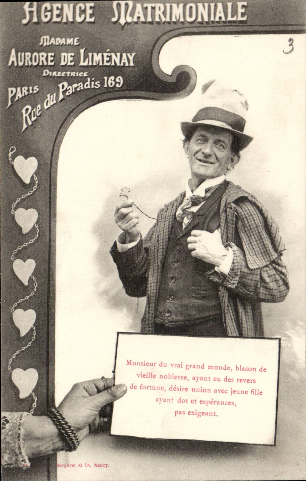 CPA ordnet eheliche Mrs Aurore der Limenay Rue des Paradieses 169 TOP (der Cartomancy Clairvoyance der Diagrammwahrscheinlichkeit sieht) TOP