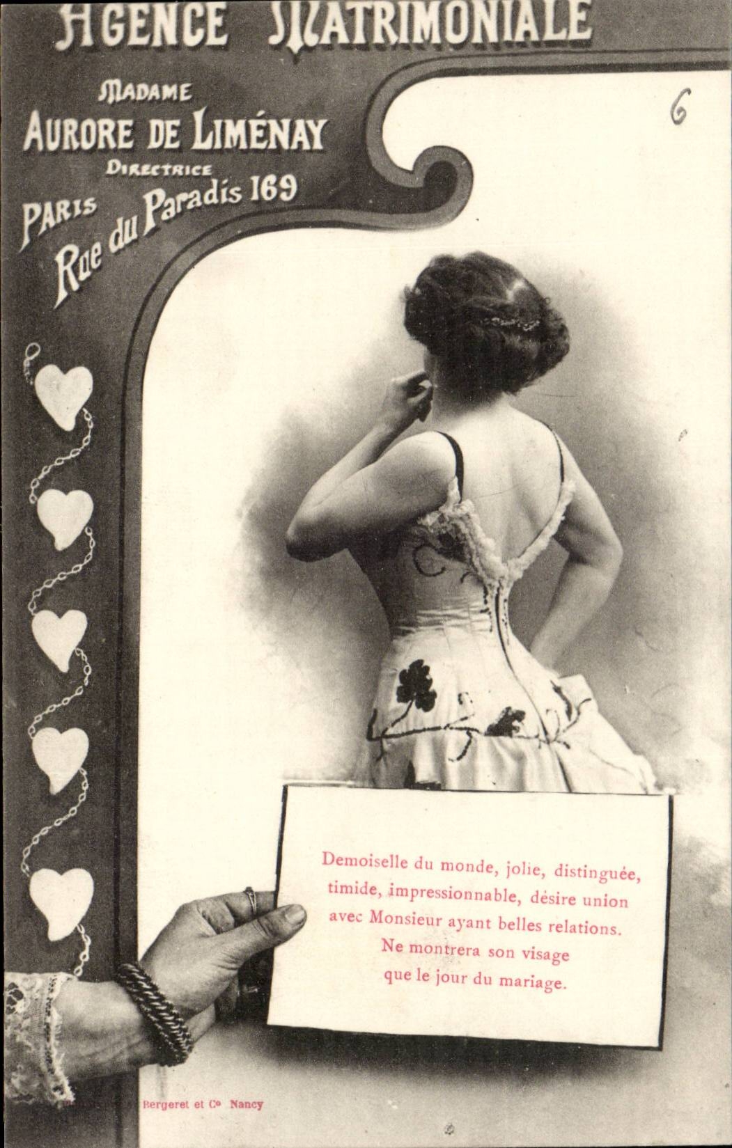 CPA ordnet eheliche Mrs Aurore der Limenay Rue des Paradieses 169 TOP (der Cartomancy Clairvoyance der Diagrammwahrscheinlichkeit sieht) TOP