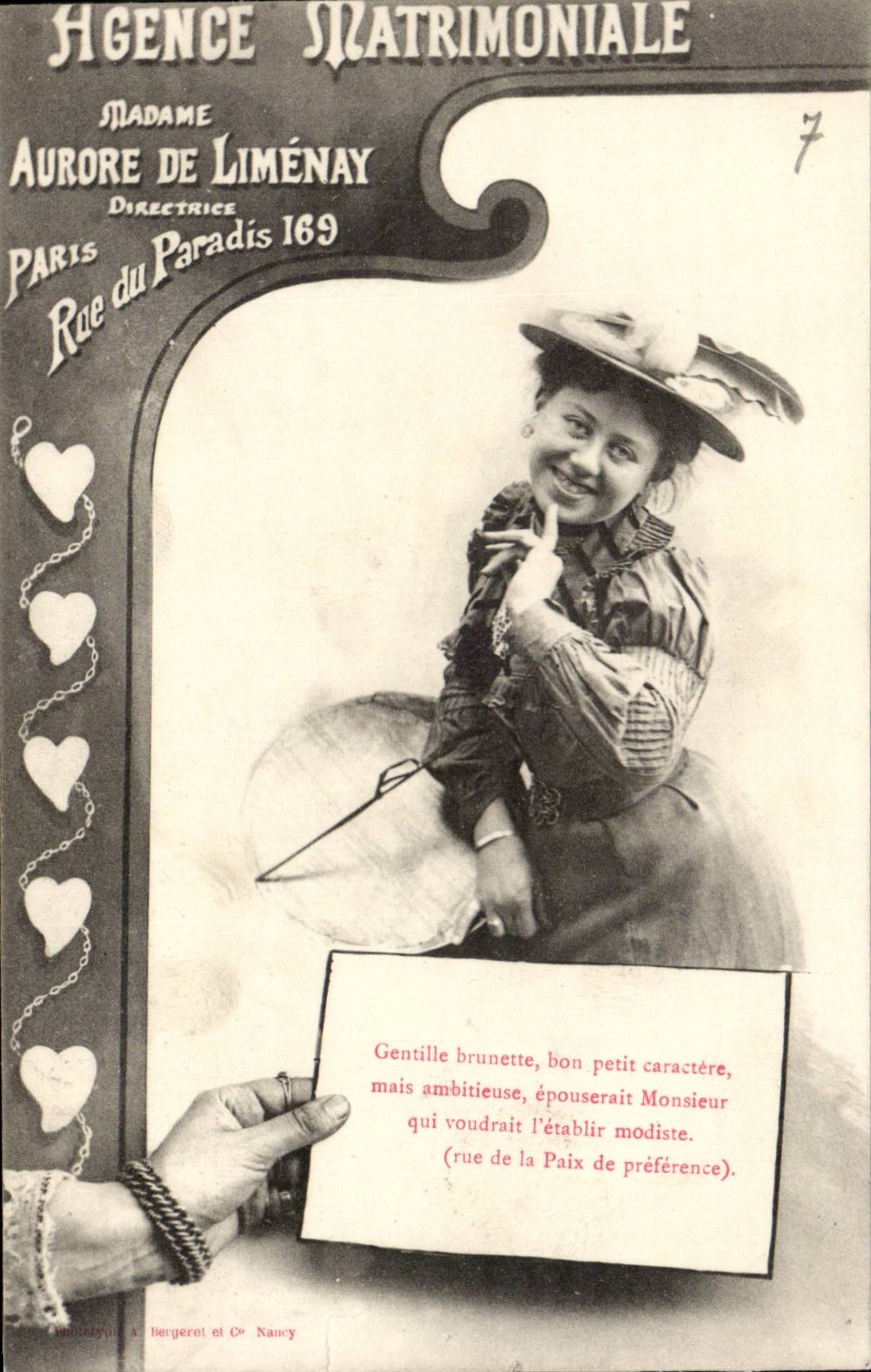 CPA ordnet eheliche Mrs Aurore der Limenay Rue des Paradieses 169 TOP (der Cartomancy Clairvoyance der Diagrammwahrscheinlichkeit sieht) TOP