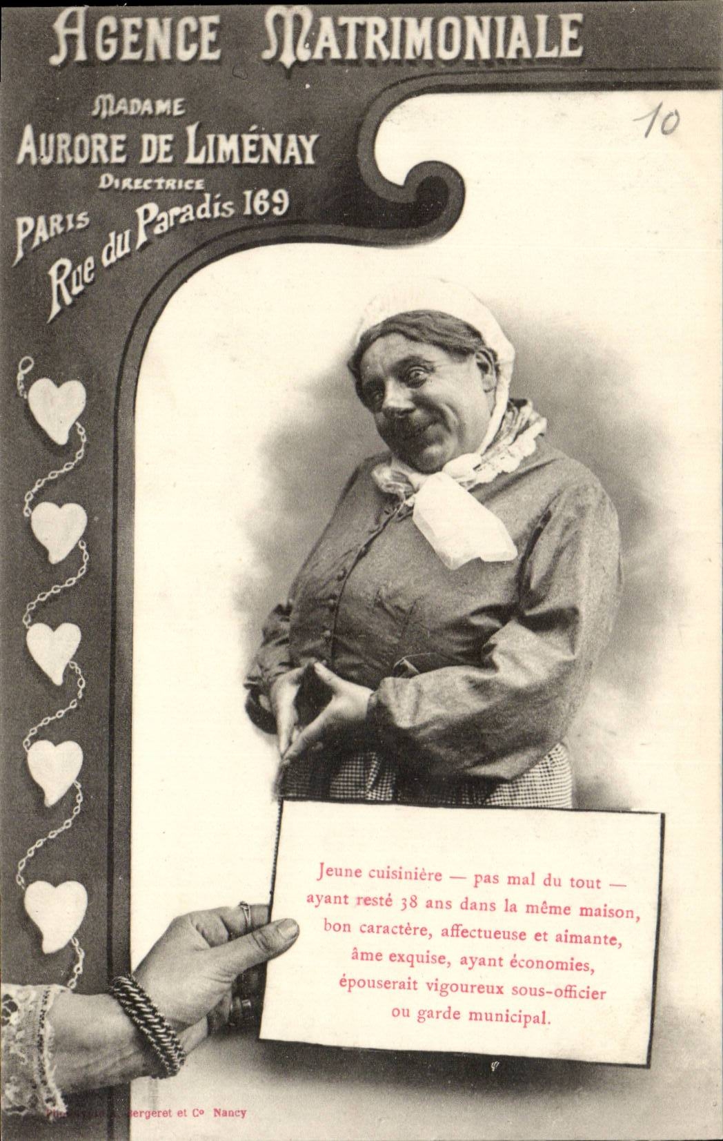 CPA ordnet eheliche Mrs Aurore der Limenay Rue des Paradieses 169 TOP (der Cartomancy Clairvoyance der Diagrammwahrscheinlichkeit sieht) TOP