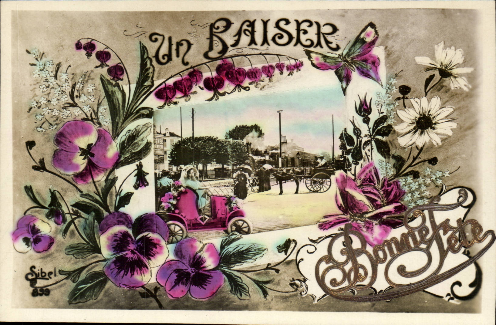 CPA Phantasie ein gutes Festival des Kusses (Entlastungsdiagramm) AUSSERGEWoHNLICH (Automobilschmetterlingsschmetterling)