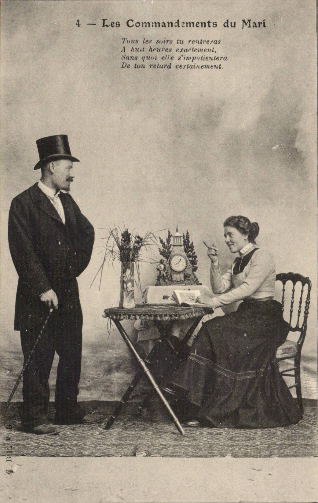 CPA Couple Fantaisie Les commandements du mari