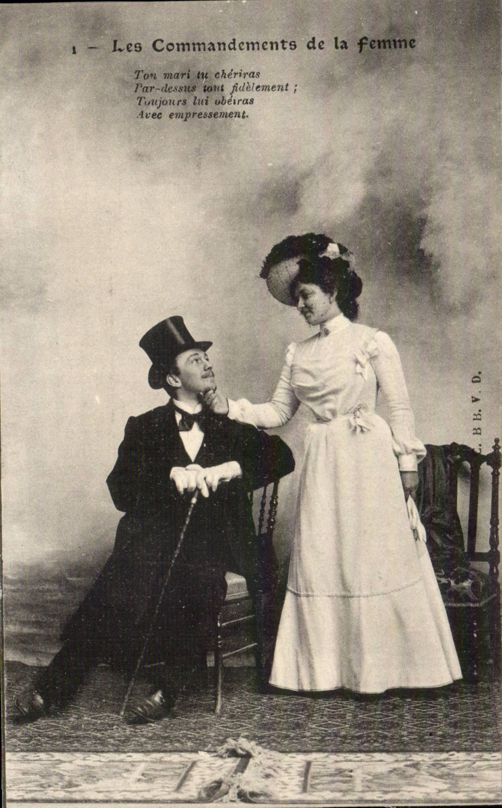CPA Couple Fantaisie Les commandements de la femme