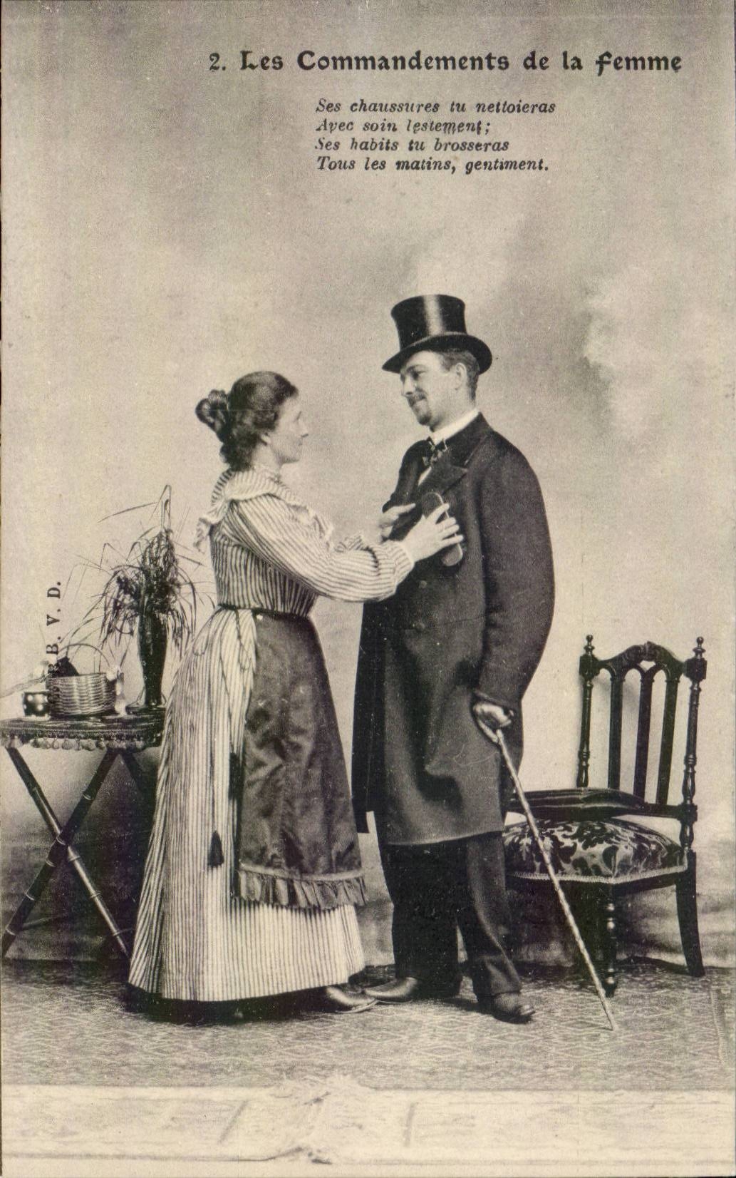 CPA Couple Fantaisie Les commandements de la femme