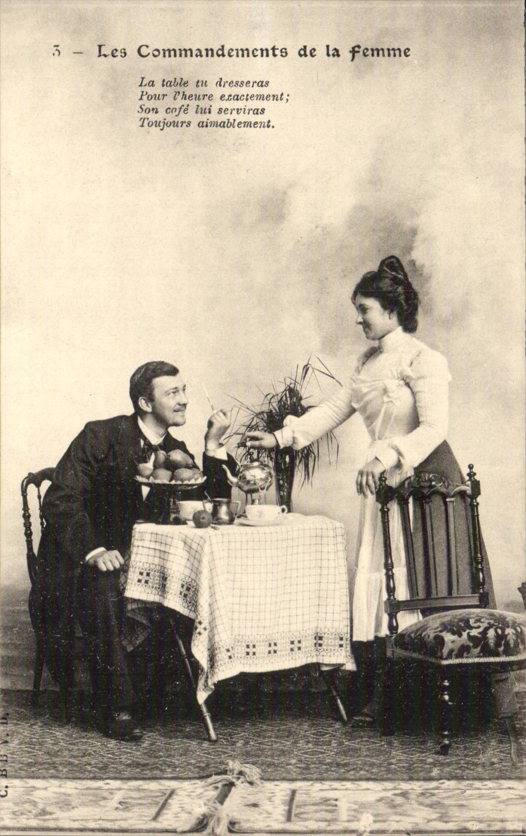 CPA Couple Fantaisie Les commandements de la femme