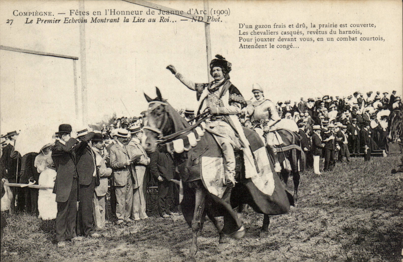 Compiegne CPA Festivals von Jeanne des Bogens (1909) der erste Stadtrat der die Schnur mit dem Konig zeigt