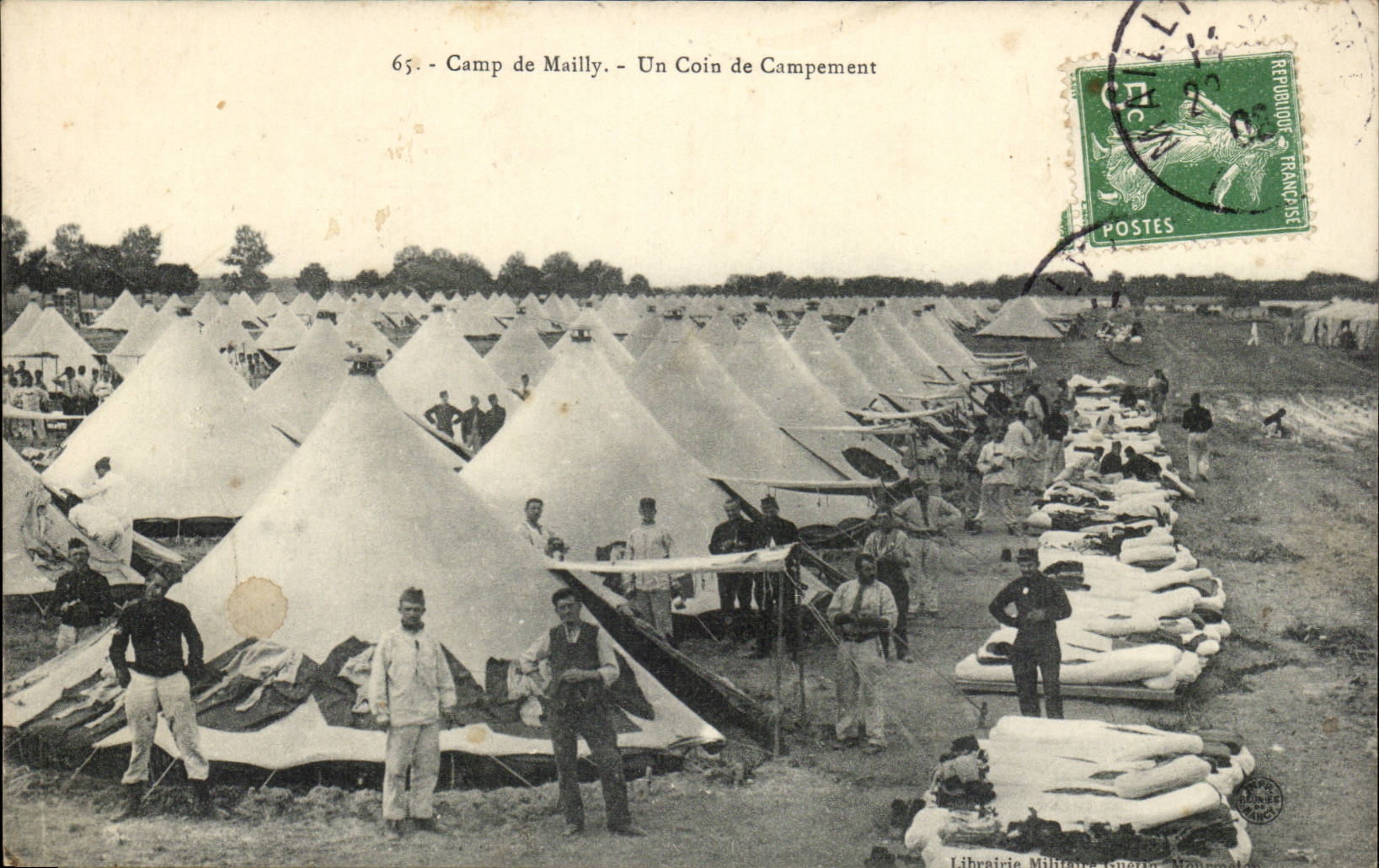 Militaria Camp of Mailly CPA a corner of the camping