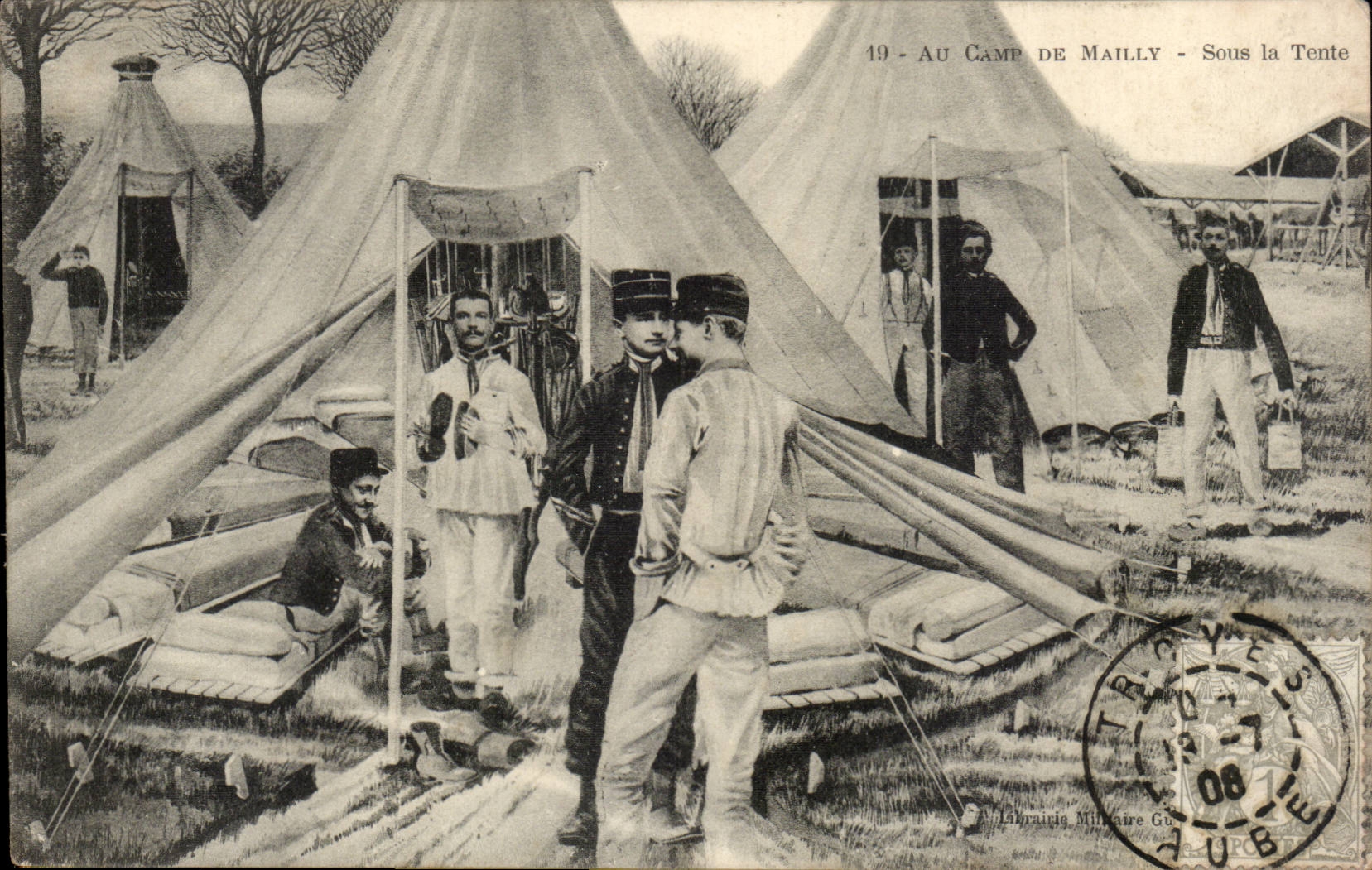 Militaria Camp of Mailly CPA Under the tent