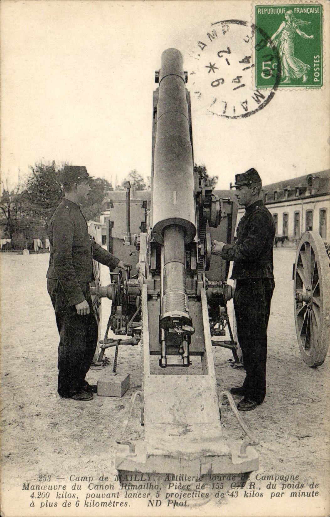 Militaria CAmp of Mailly CPA Heavy artillery of countryside Operates Rimailho gun