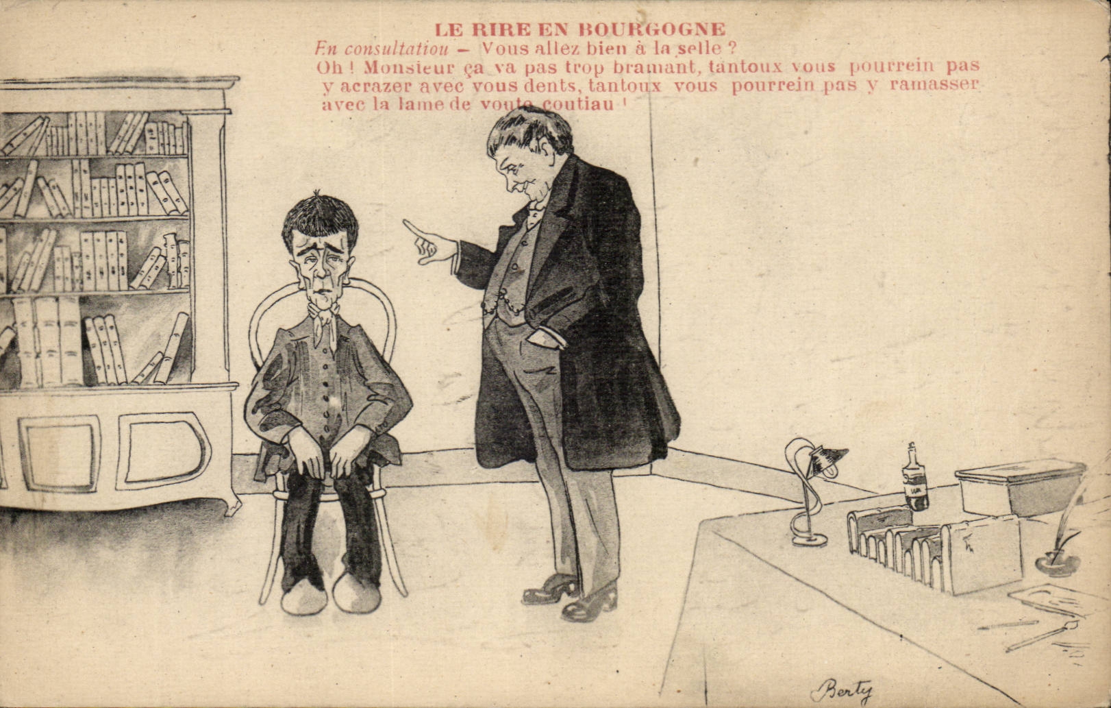 CPA Humour le rire en Bourgogne En consulation (docteur sante doctor)