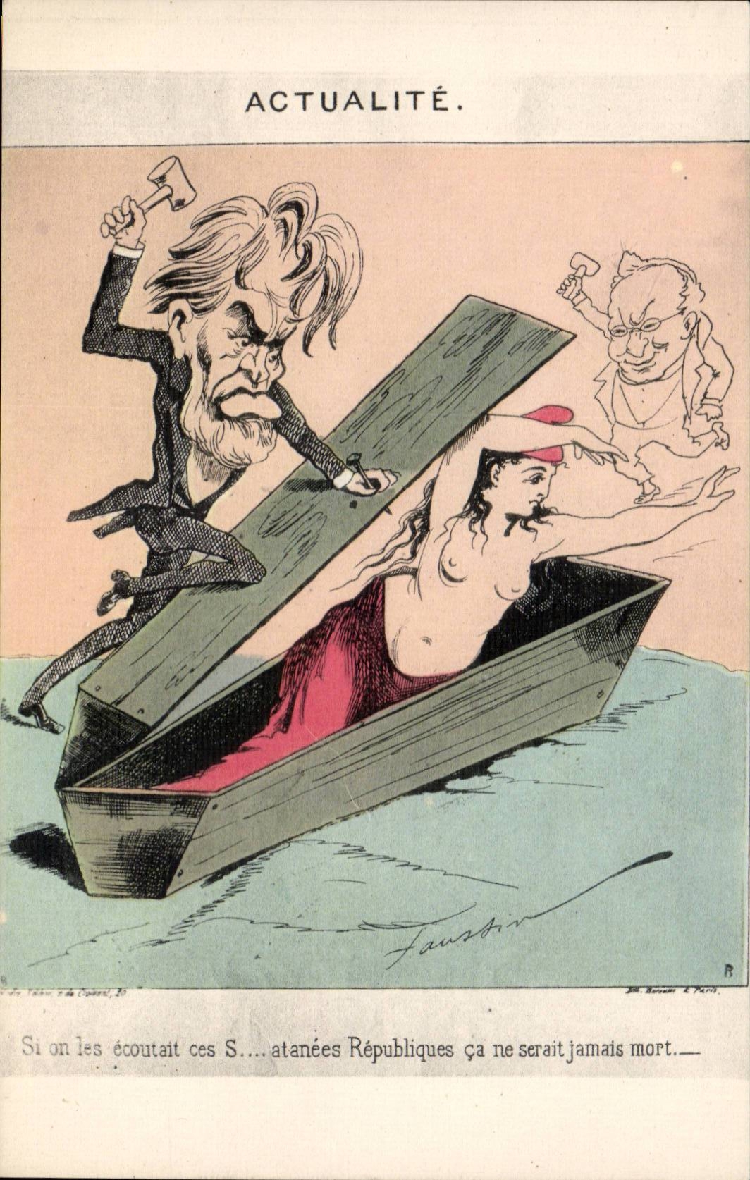 CPA Illustrateur Actaulite Si on les ecoutait ces S atanees Republiques (Marianne) Commune Saint Denis 181