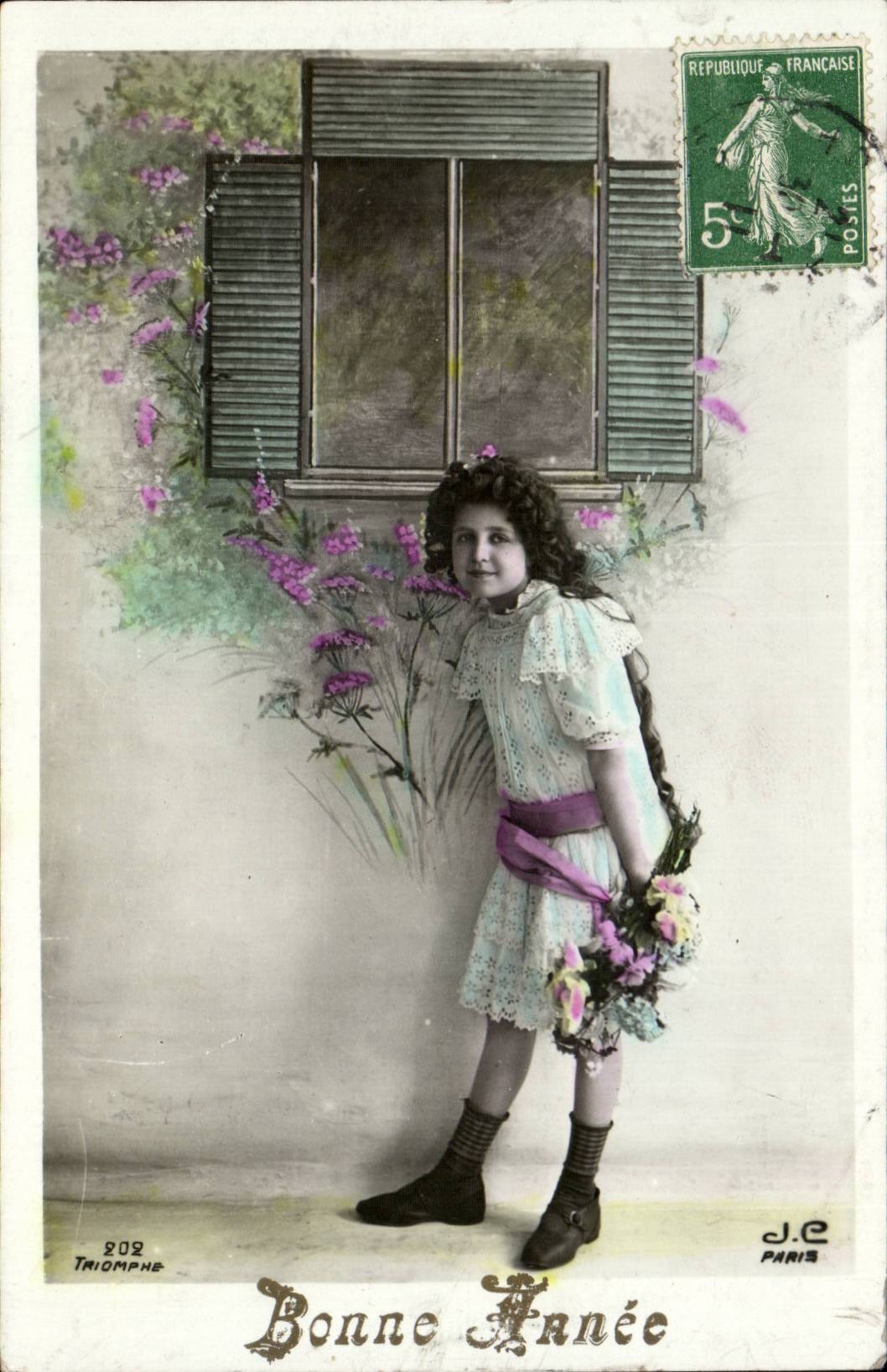 CPA Phantasie-Kind-Madchen-gluckliches neues Jahr