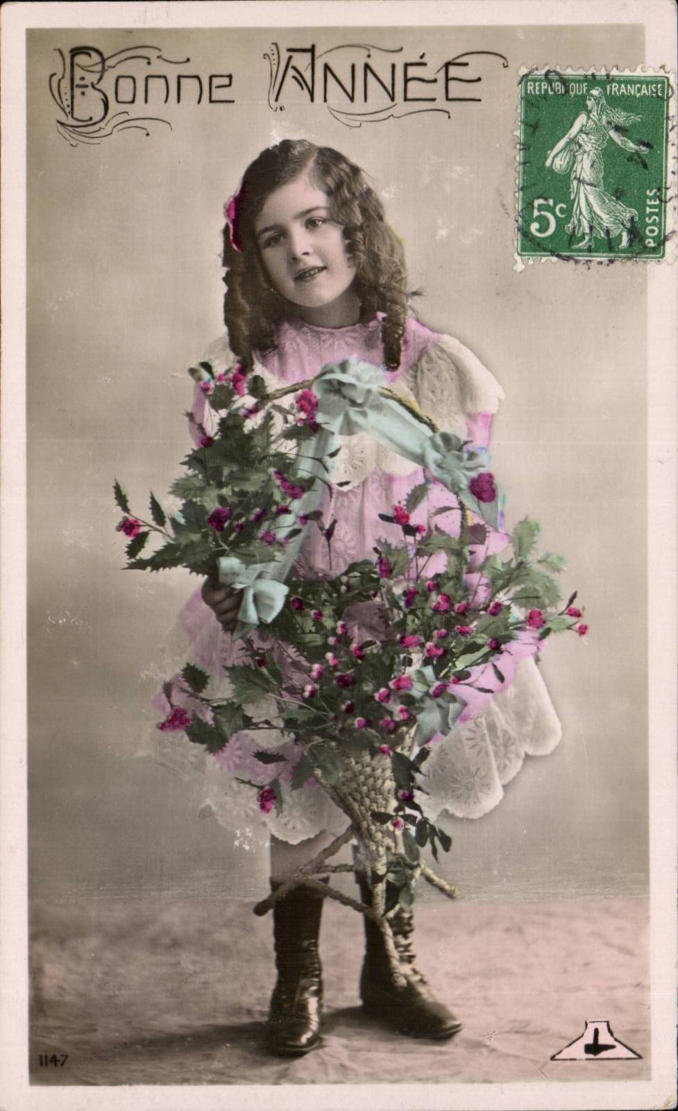 CPA Phantasie-Kind-Madchen-gluckliches neues Jahr