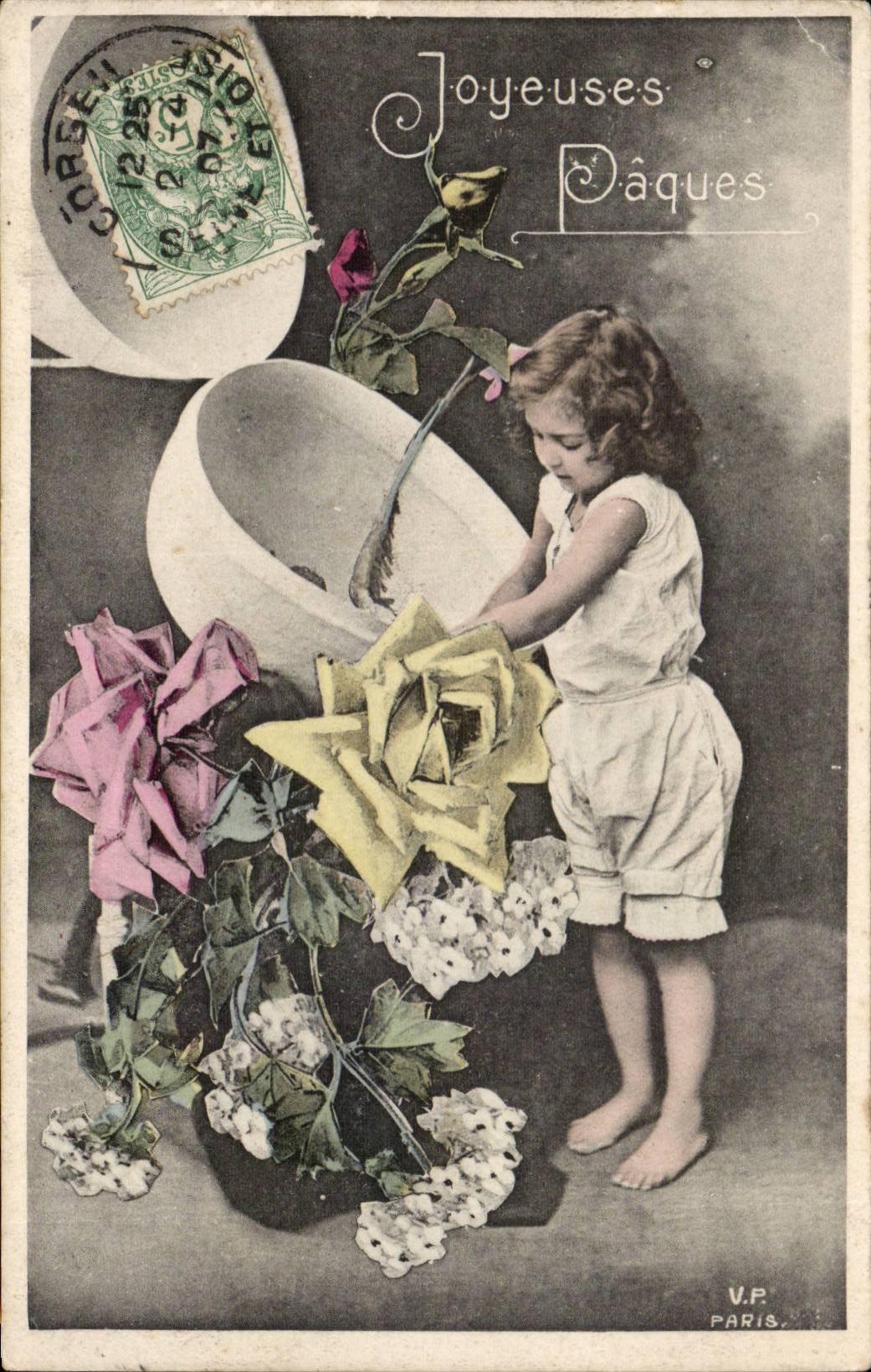 Frohliches CPA Phantasie-Phantasie-Kind Ostern Ostern