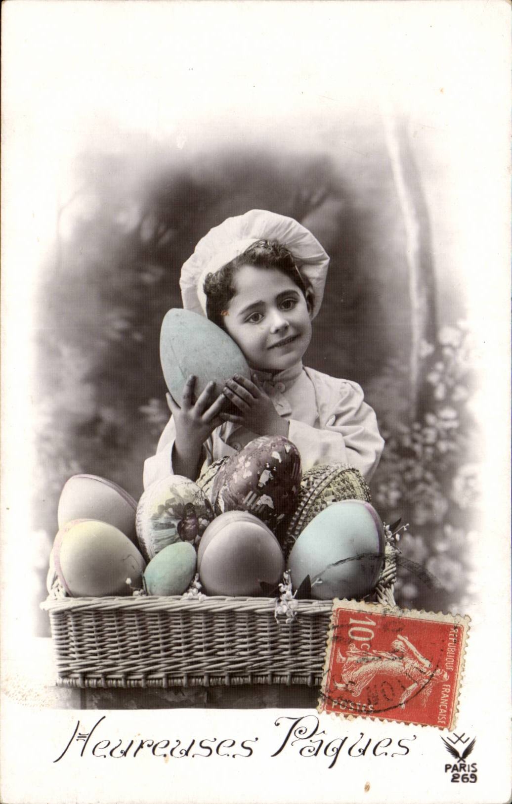 Gluckliche Kind-Eier CPA Phantasie-Phantasie-Ostern-Ostern