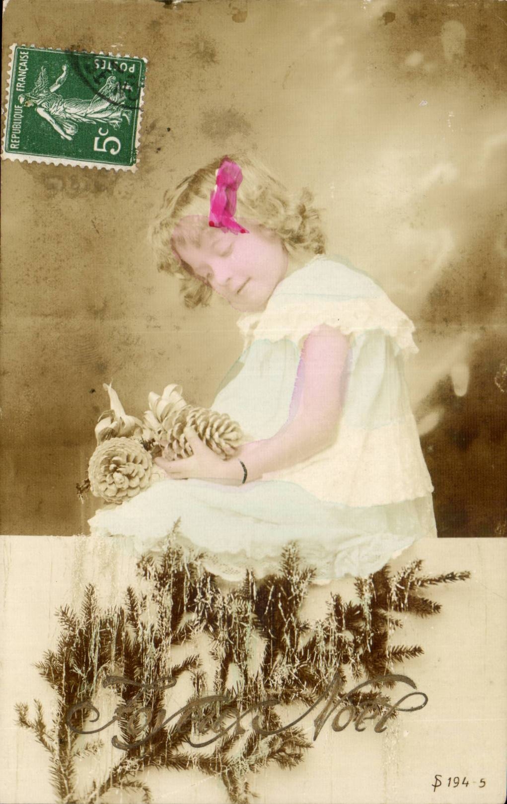 CPA Fantasy Fantasy Child Pine cones Merry Christmas