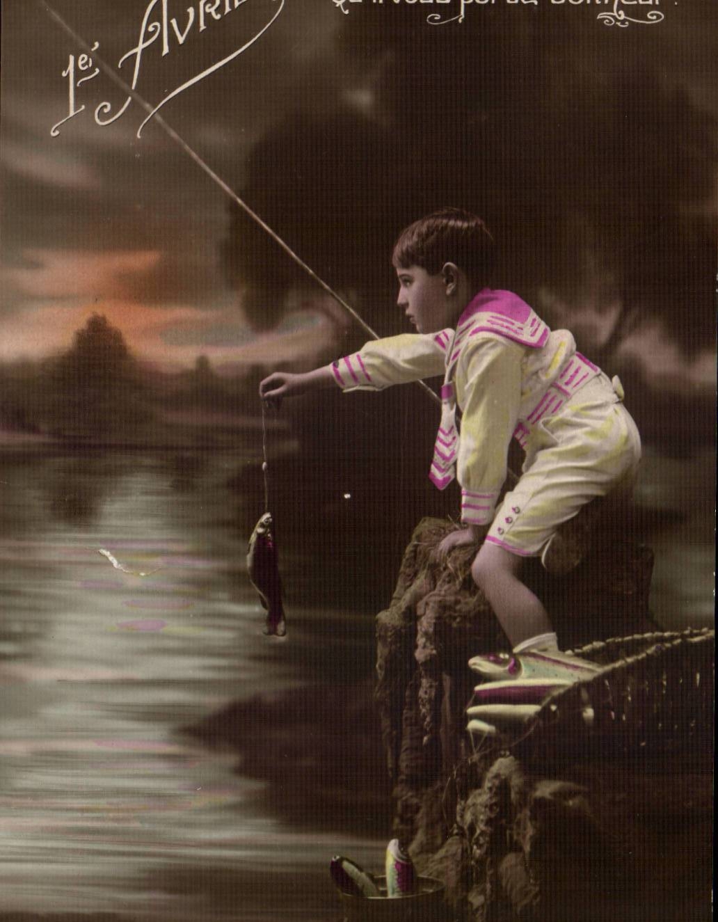 CPA Phantasie Phantasie Kind Kind 1 Aprilpoisson-Fische Ostern Ostern