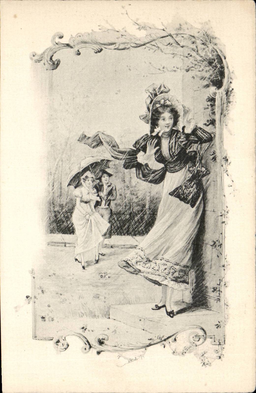 CPA Phantasie-Phantasie-elegante Frau