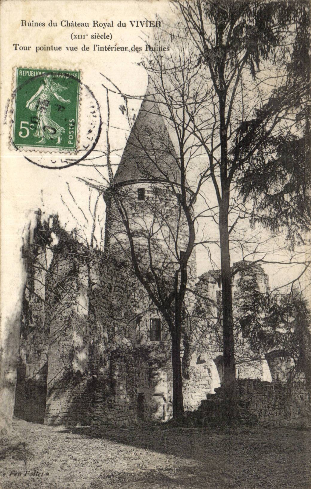 Ruins of the Royal Castle of Fish pond - Pointed Tower sight of the interior of the ruins - CPA