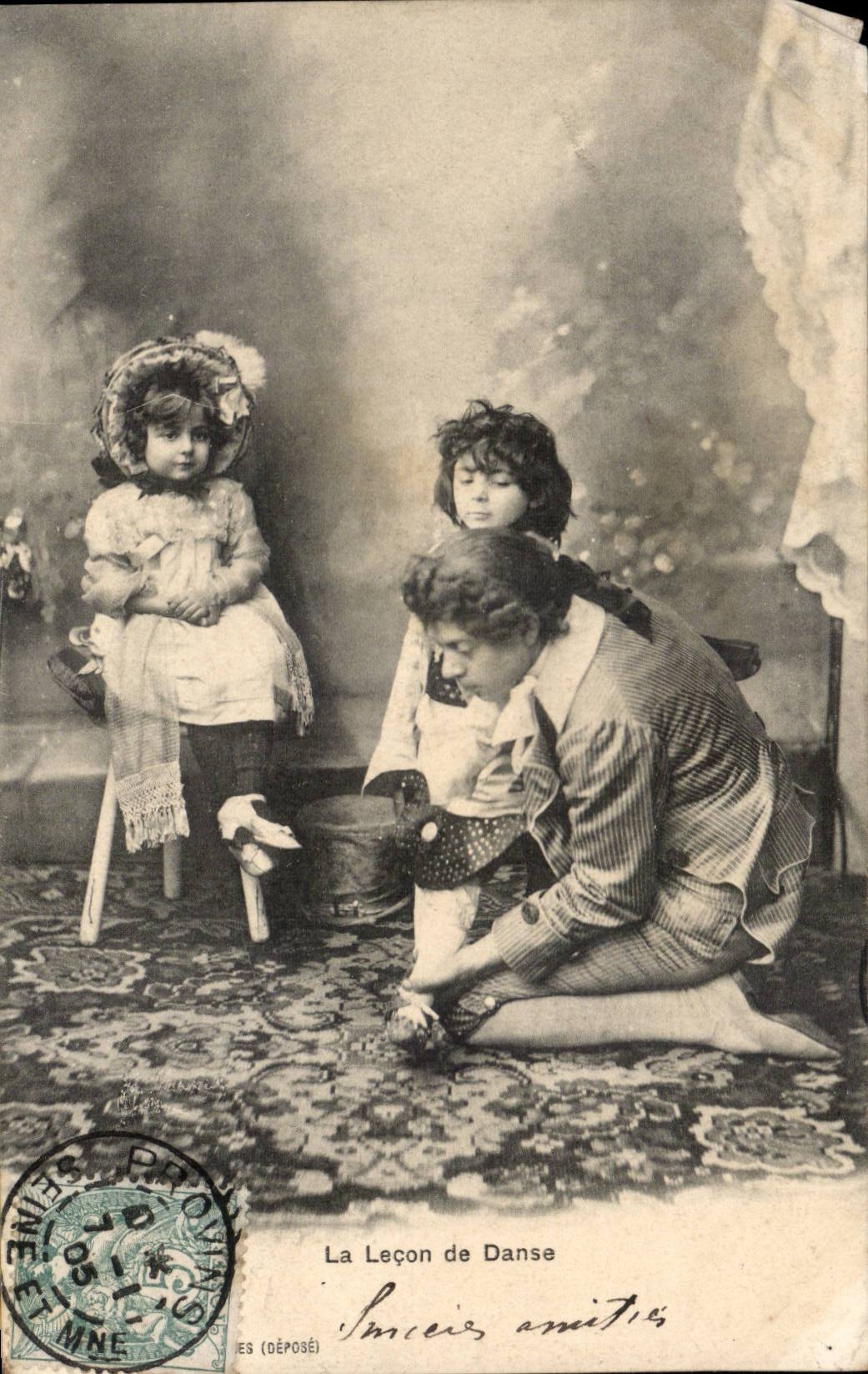 CPA Phantasie-Kind die Lektion des Tanzes