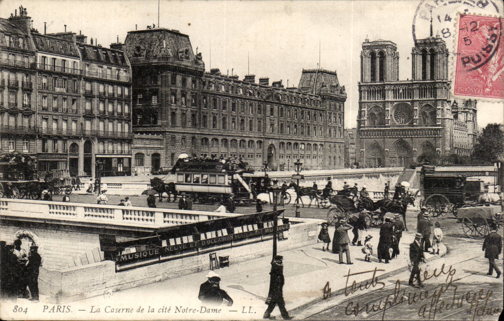 Paris 4 - La Caserne de la Cite Notre Dame - cheval - CPA