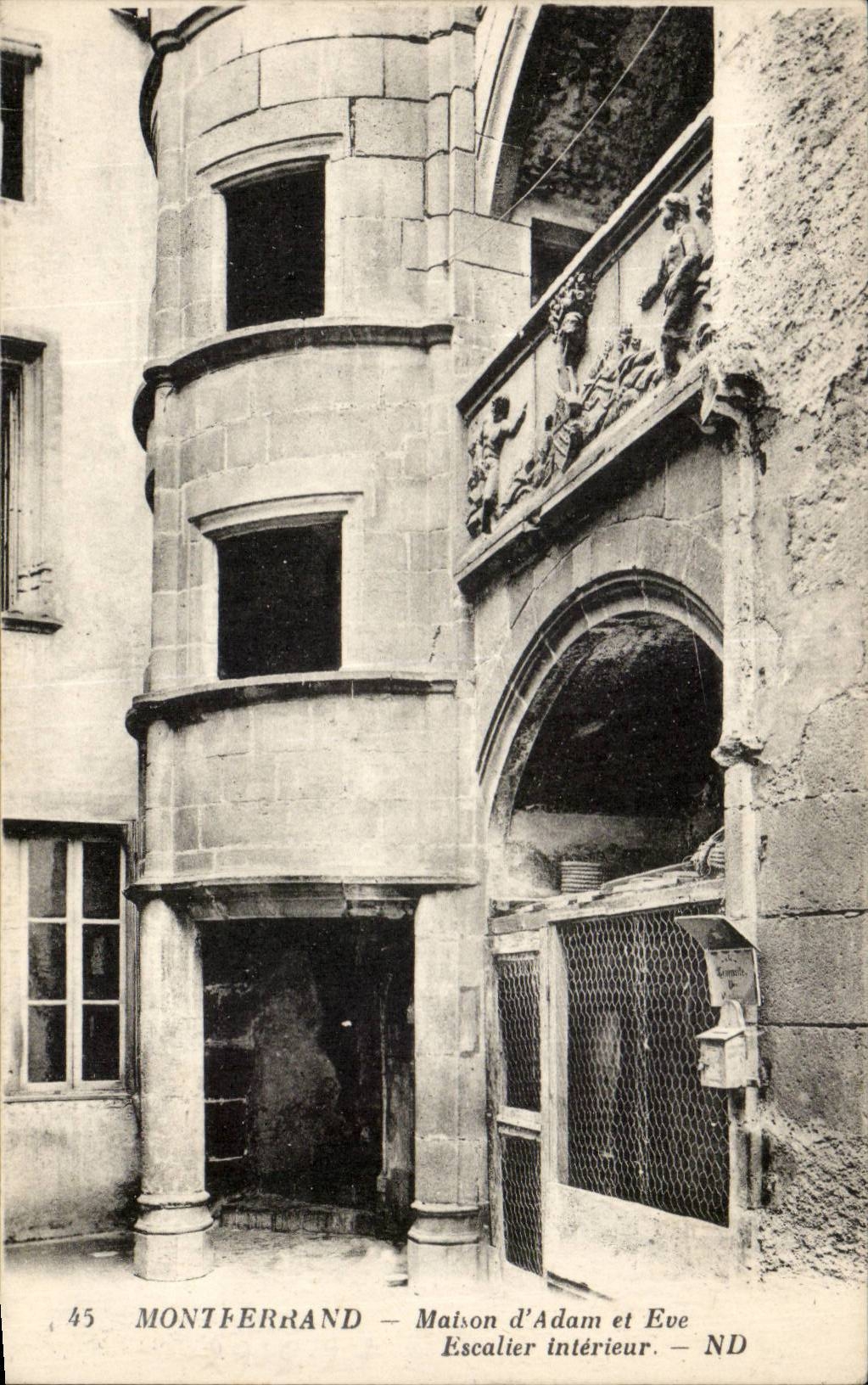 Auvergne CPA Montferrand House of Adam and Eve interior Staircase
