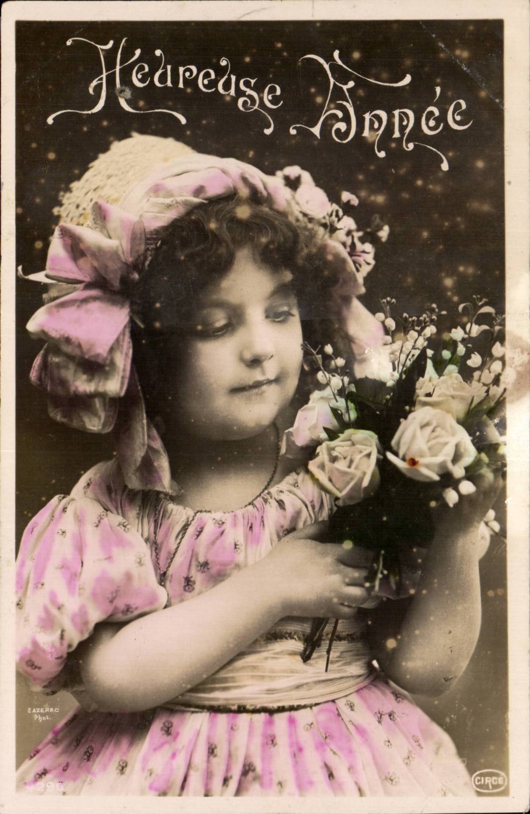 Fantaisie - Heureuse Annee - Enfante adorable - darling girl with curly hair - CPA