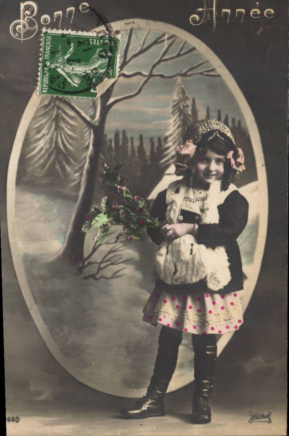 Fantaisie - Bonnee Annee - Jolie Enfante - CPA