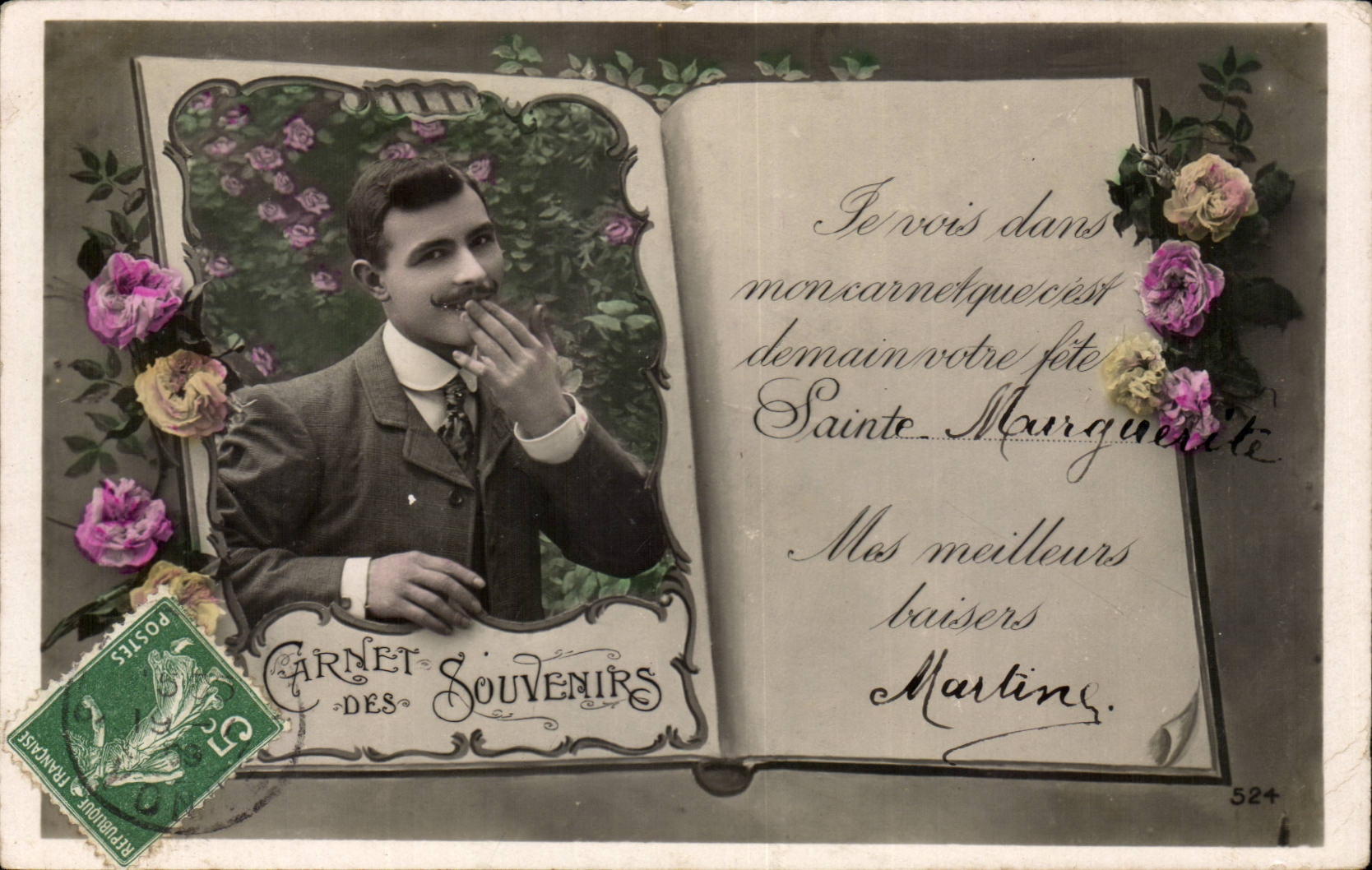 Fantasy - Man - notebook of the Souvenirs - Sainte Marguerite Handsome man with handlebar mustache - CPA