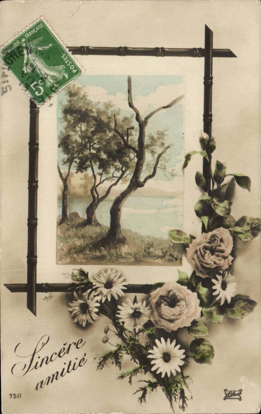 Phantasie - Festival - aufrichtige Freundschaft - Baumblumen - CPA