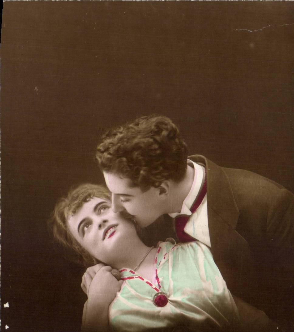 Fantaisie - Couple - Le Baiser Je Voudrais a jamais pouvoir perpetuer cette minute exquise - CPA