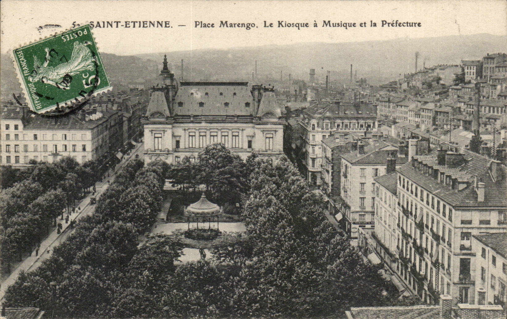 Saint Etienne CPA Place Marengo the bandstand and the prefecture