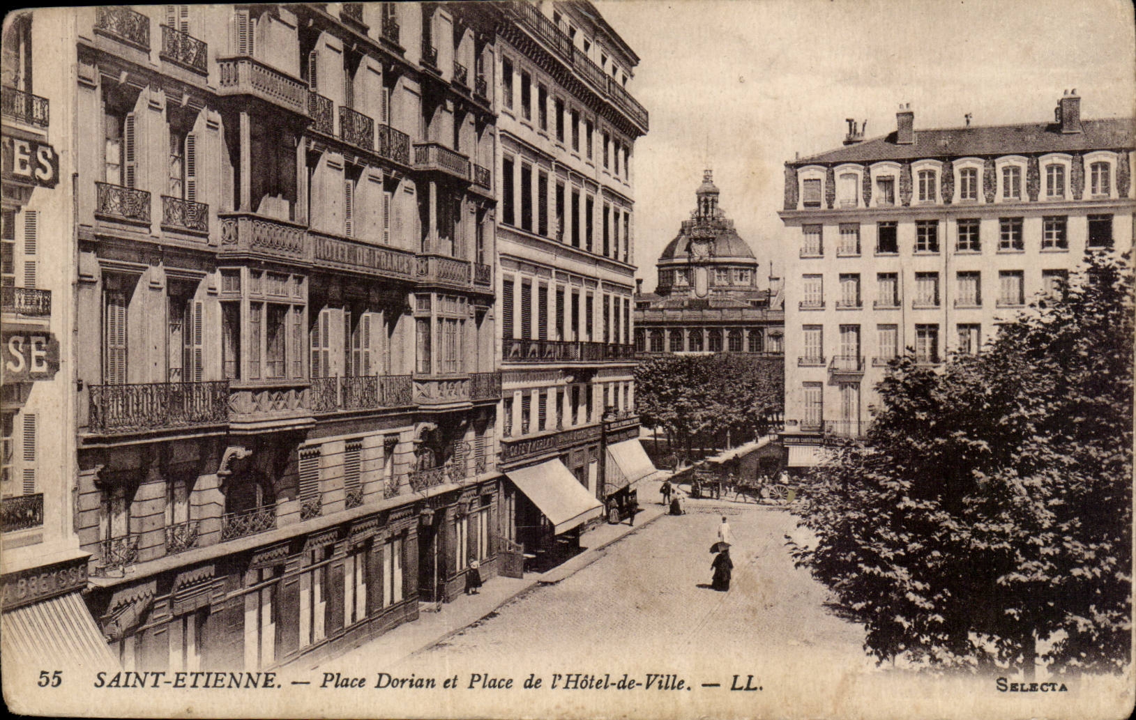 Saint Etienne CPA Places Dorian and place of the town hall