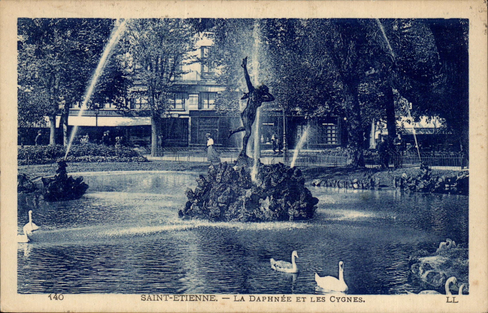 Saint Etienne CPA the daphne and the swans (swan)