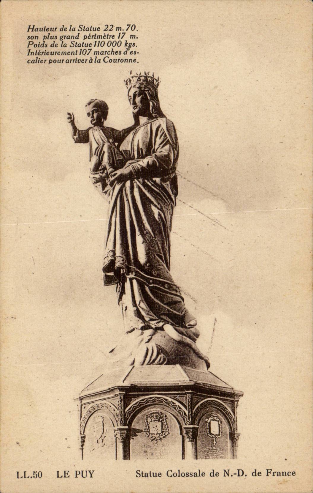 Le Puy CPA Statue colossale de ND de France