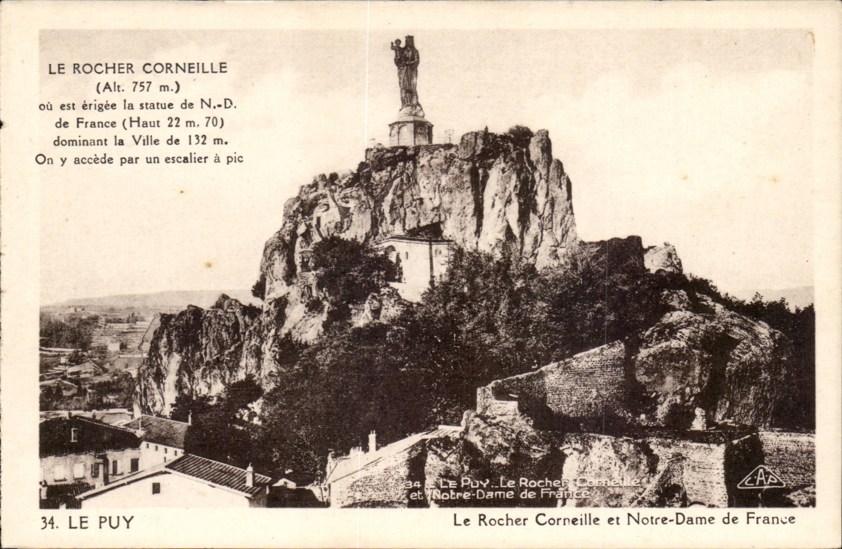 Le Puy CPA Le rocher Corneille et Notre DAme de France
