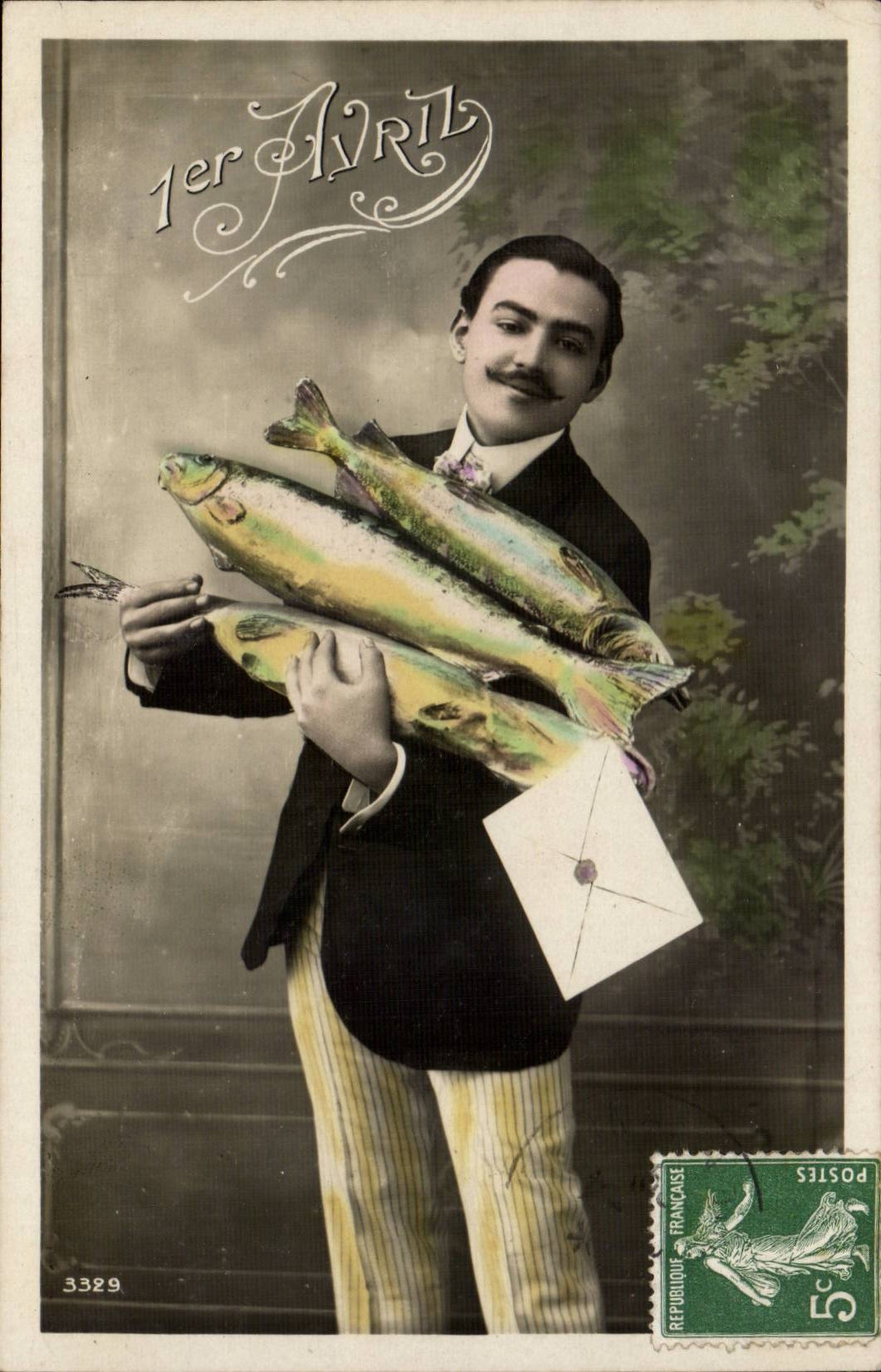 CPA Fantaise Mann Ostern Ostern 1 Aprilfische