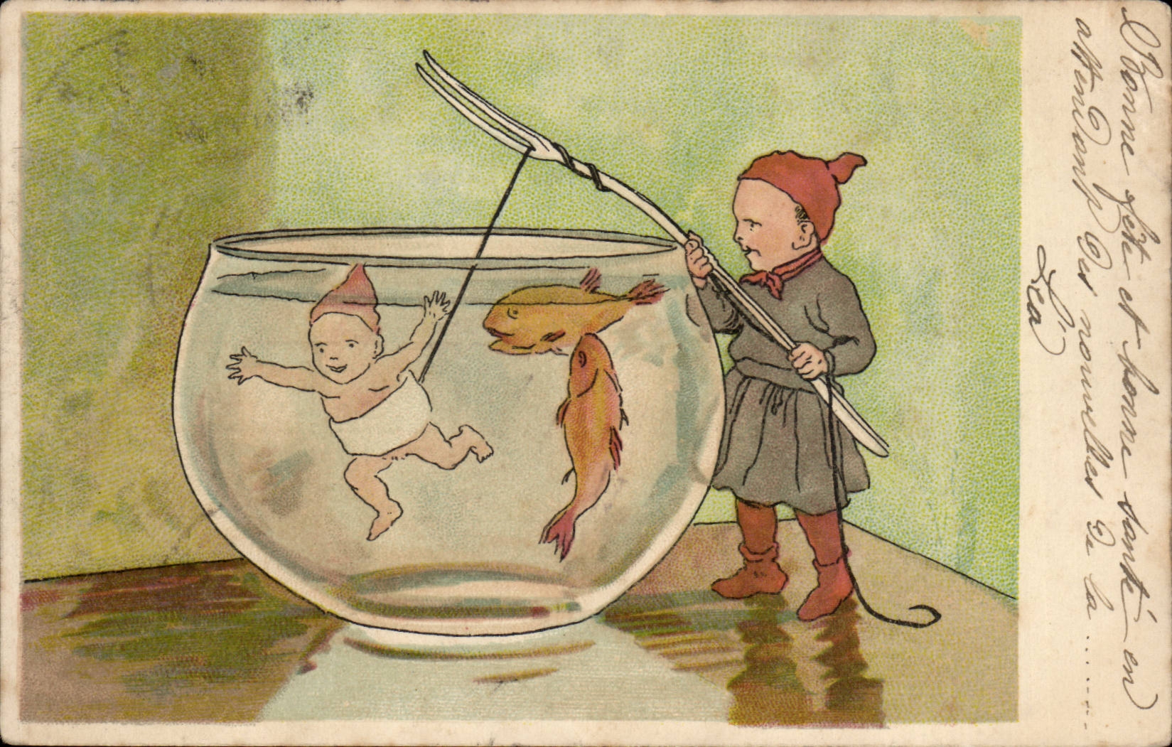 CPA Fantaise Children Easter Easter April 1st fish