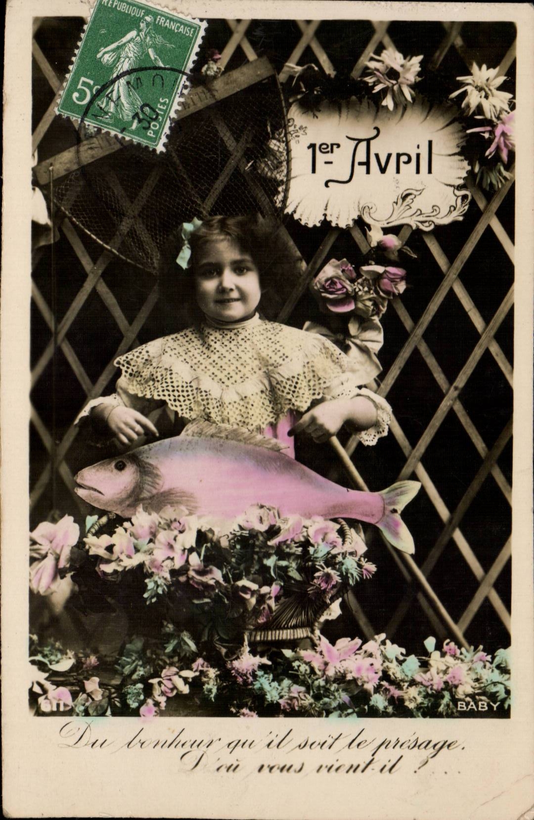 CPA Fantaise Child Easter Easter April 1st fish