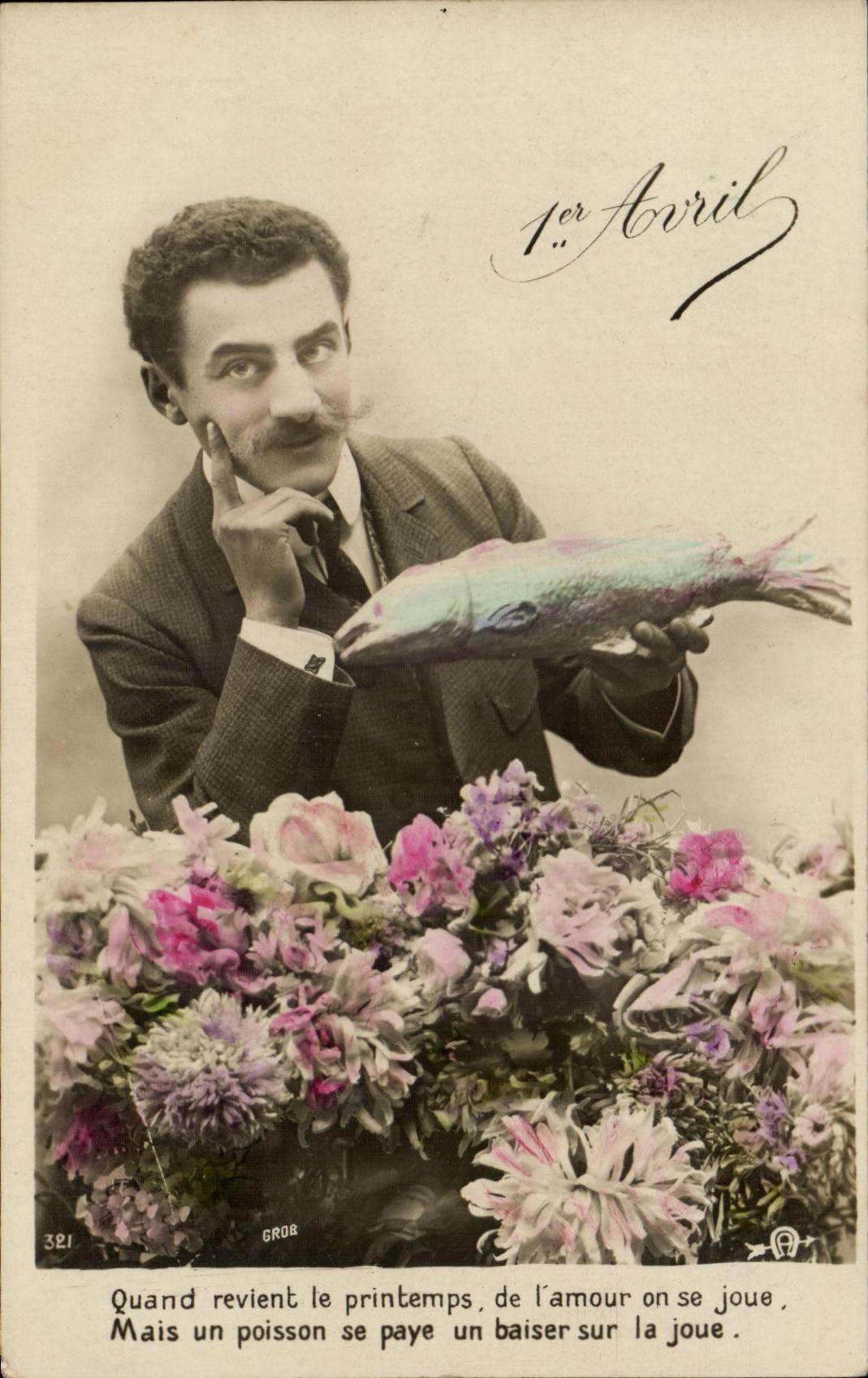 CPA Fantaise Man Easter Easter April 1st fish