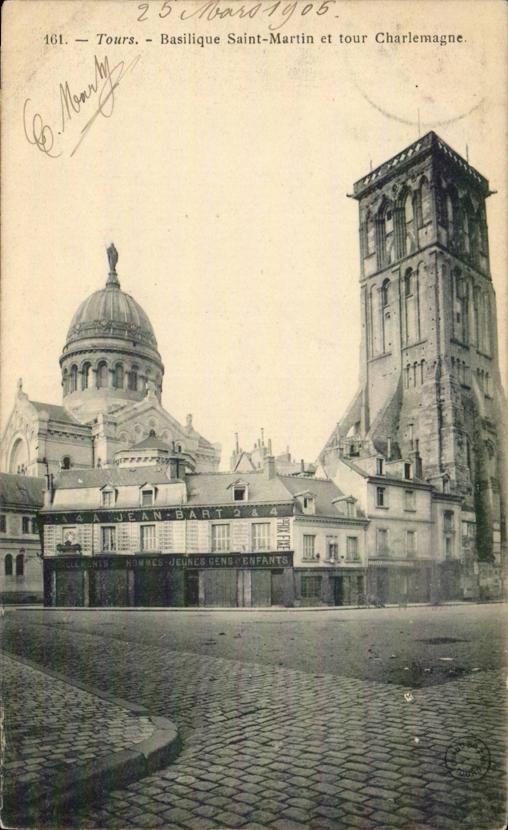 CPA Tours Basilique Saint Martin et tour Charlemagne